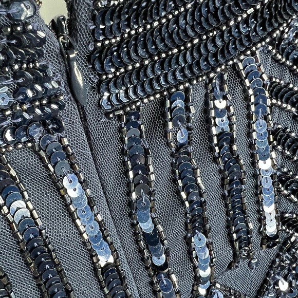 Adrianna Papella short sequin/bead embellished blue dress 6P - Picture 8 of 10